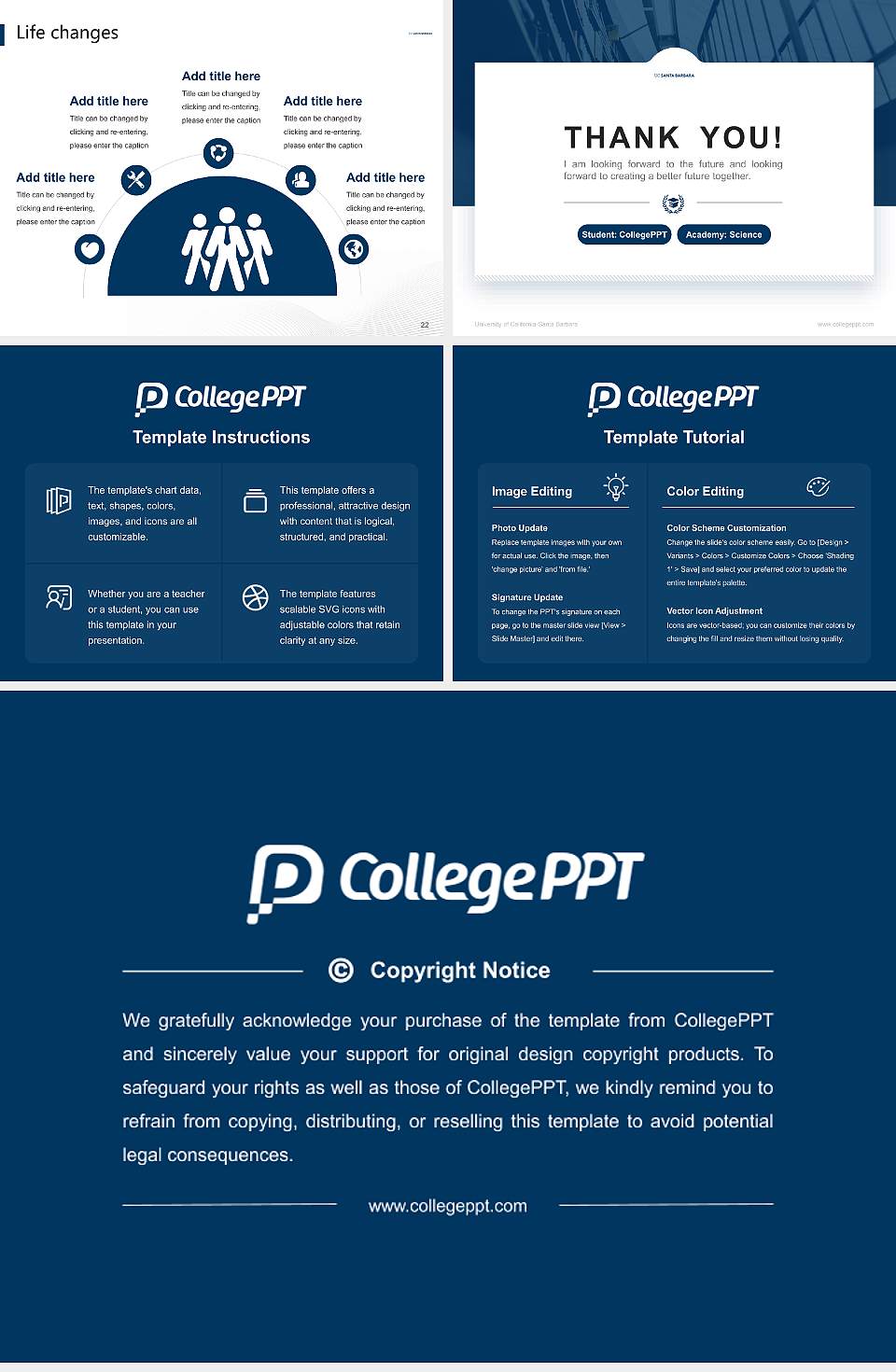 University of California-Santa Barbara National Scholarship Defense PPT Template4:3 ratio PPT effect preview image4