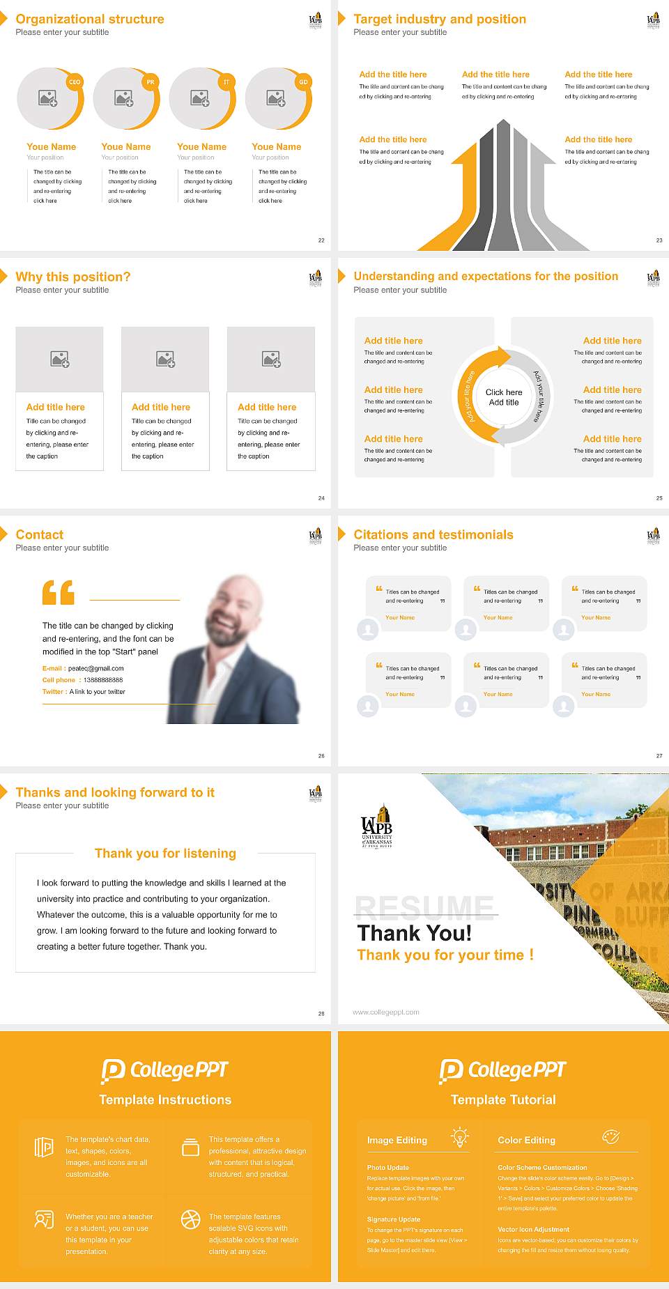 University of Arkansas at Pine Bluff Resume PPT Template4:3 ratio PPT effect preview image4