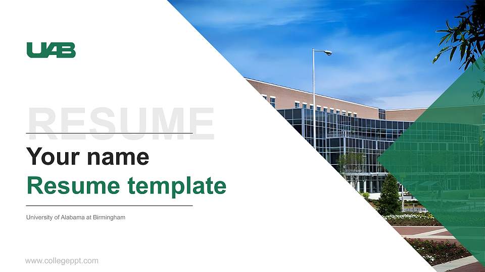 University of Alabama at Birmingham Resume PPT Template16:9 ratio PPT effect preview image