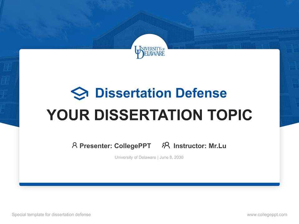 University of Delaware Graduation Thesis Defense PPT Template4:3 ratio PPT effect preview image7
