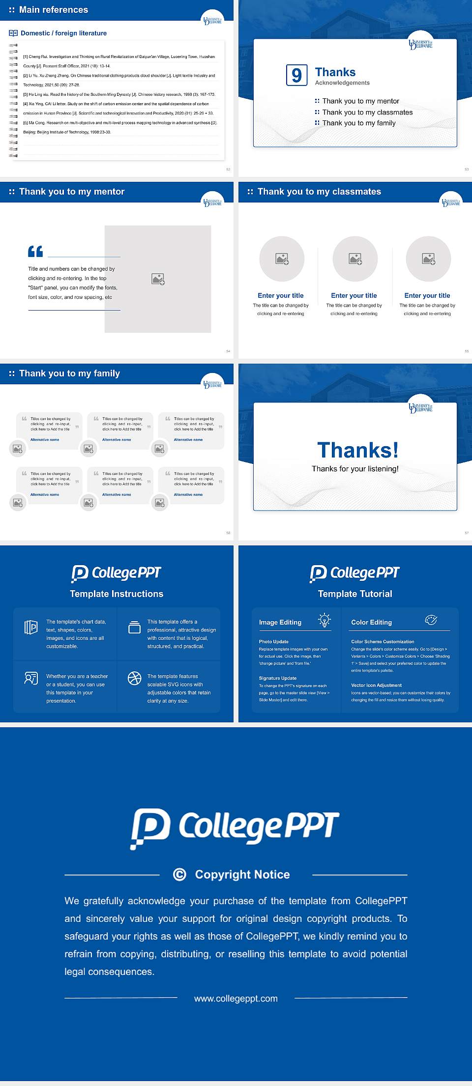 University of Delaware Graduation Thesis Defense PPT Template4:3 ratio PPT effect preview image7