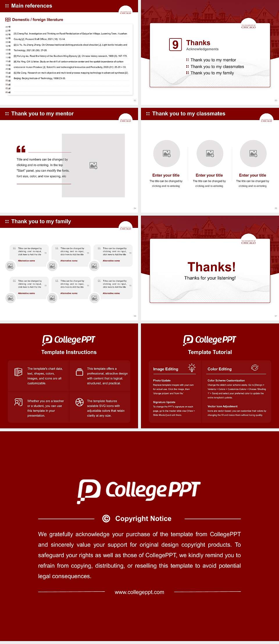 University of Chicago Graduation Thesis Defense PPT Template4:3 ratio PPT effect preview image7