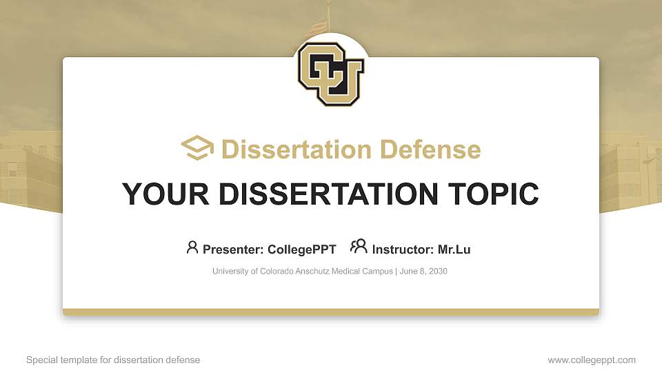 University of Colorado Anschutz Medical Campus Graduation Thesis Defense PPT Template16:9 ratio PPT effect preview image
