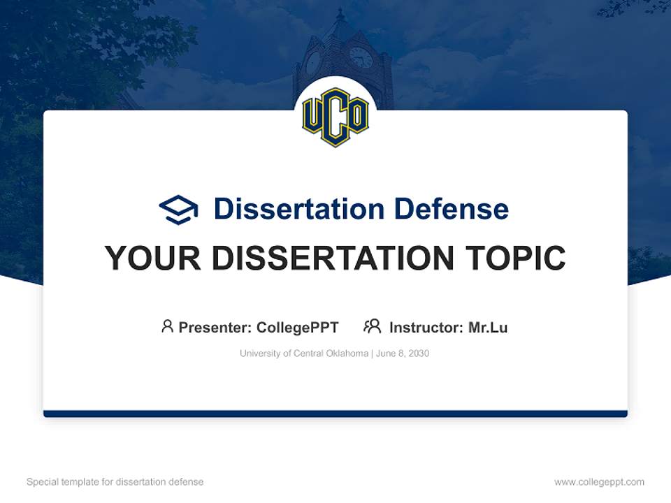 University of Central Oklahoma Graduation Thesis Defense PPT Template4:3 ratio PPT effect preview image7