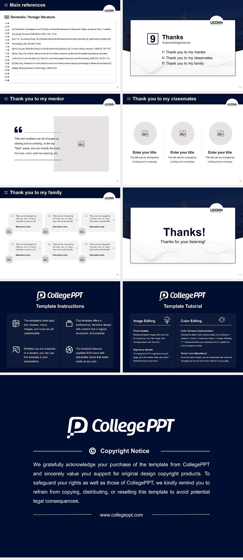 University of Connecticut Graduation Thesis Defense PPT Template4:3 ratio PPT effect preview image7