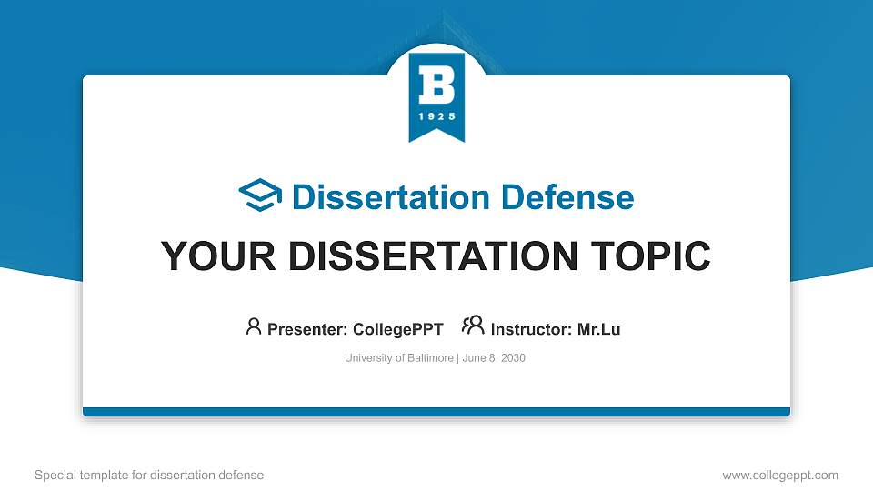 University of Baltimore Graduation Thesis Defense PPT Template16:9 ratio PPT effect preview image
