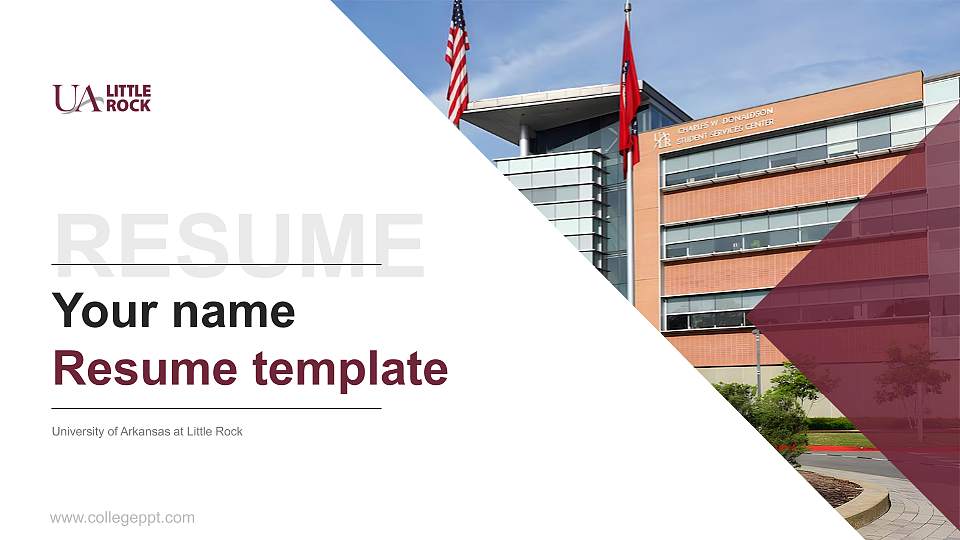 University of Arkansas at Little Rock Resume PPT Template16:9 ratio PPT effect preview image