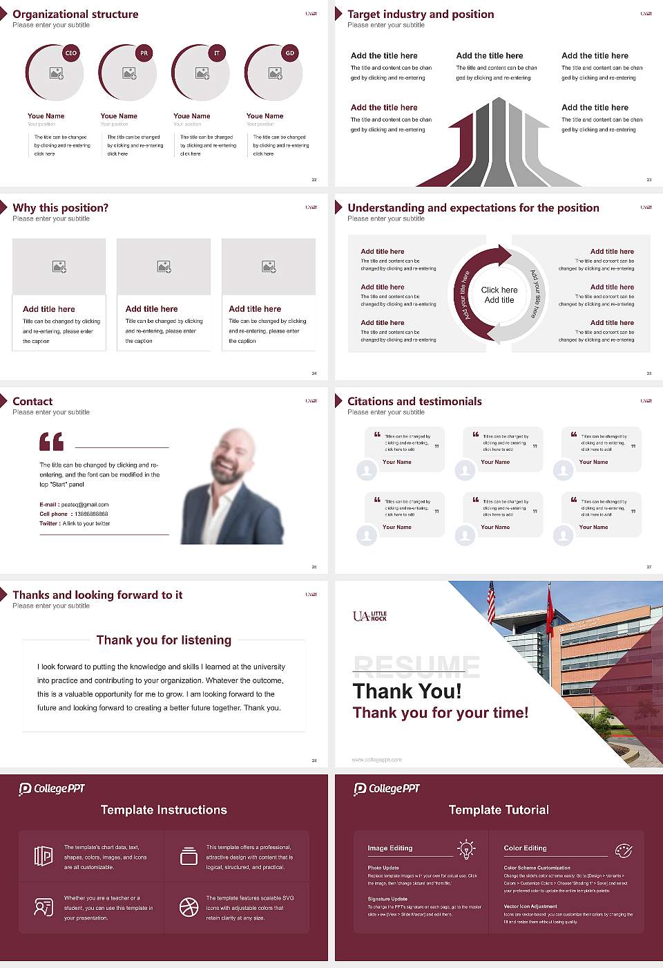 University of Arkansas at Little Rock Resume PPT Template16:9 ratio PPT effect preview image4