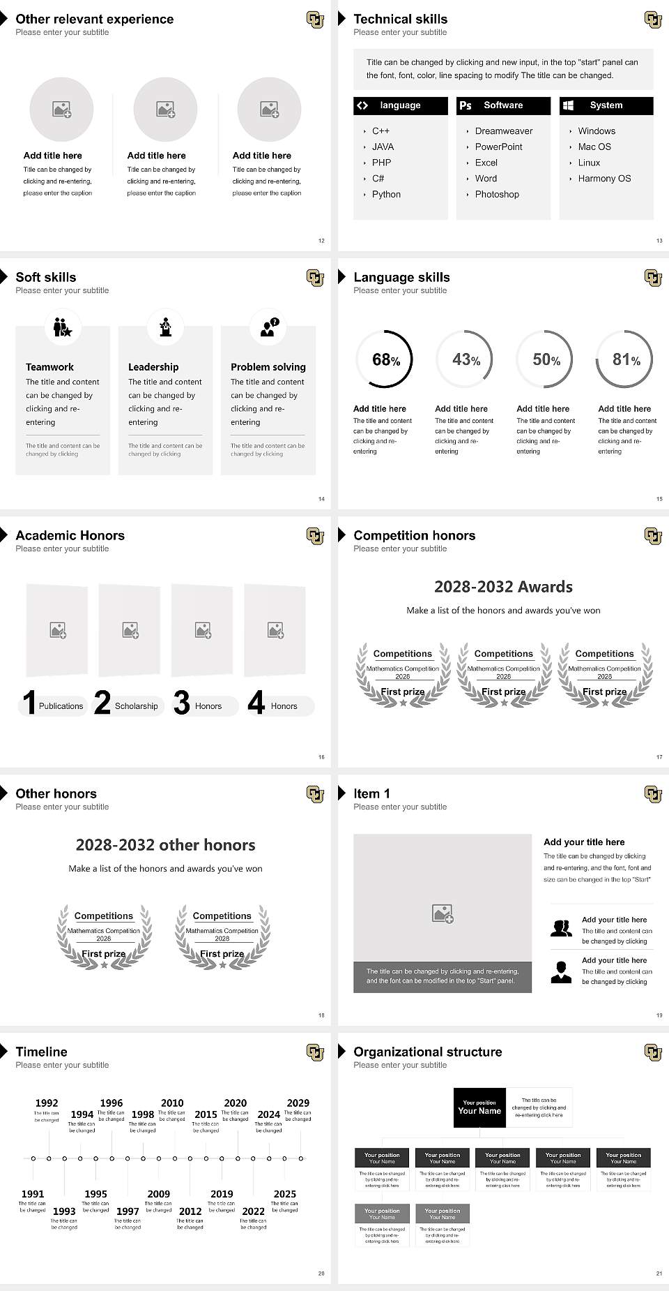 University of Colorado Colorado Springs Resume PPT Template4:3 ratio PPT effect preview image3