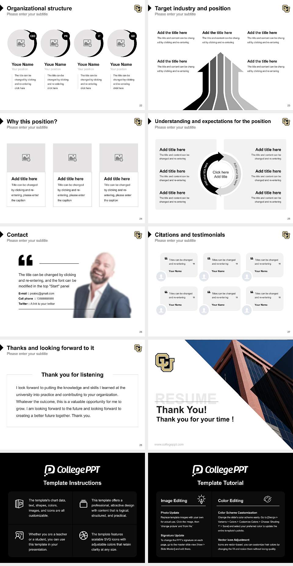 University of Colorado Colorado Springs Resume PPT Template4:3 ratio PPT effect preview image4