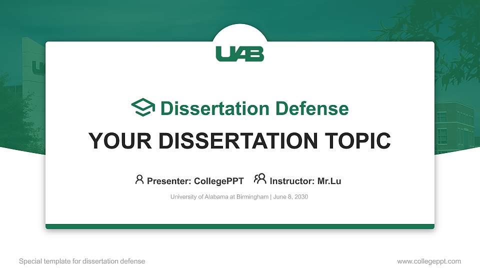 University of Alabama at Birmingham Graduation Thesis Defense PPT Template16:9 ratio PPT effect preview image