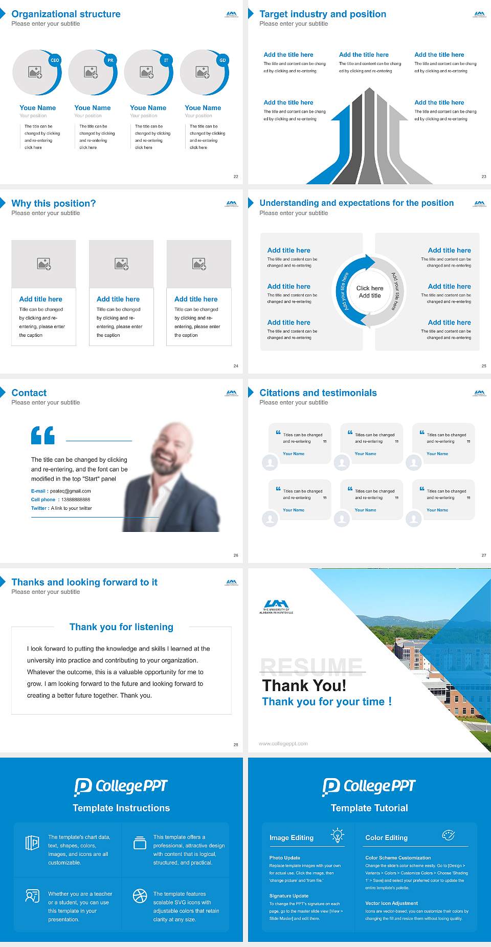 University of Alabama in Huntsville Resume PPT Template4:3 ratio PPT effect preview image4