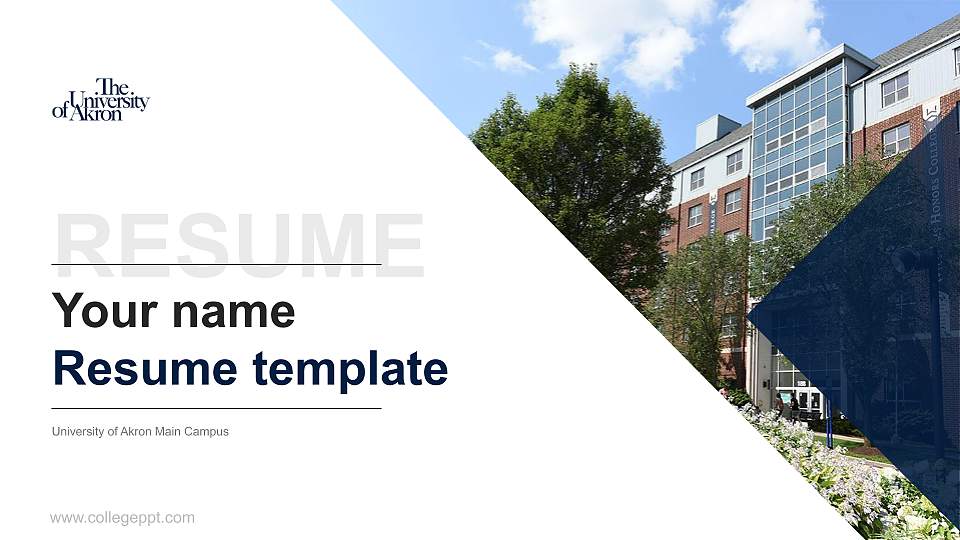 University of Akron Main Campus Resume PPT Template16:9 ratio PPT effect preview image