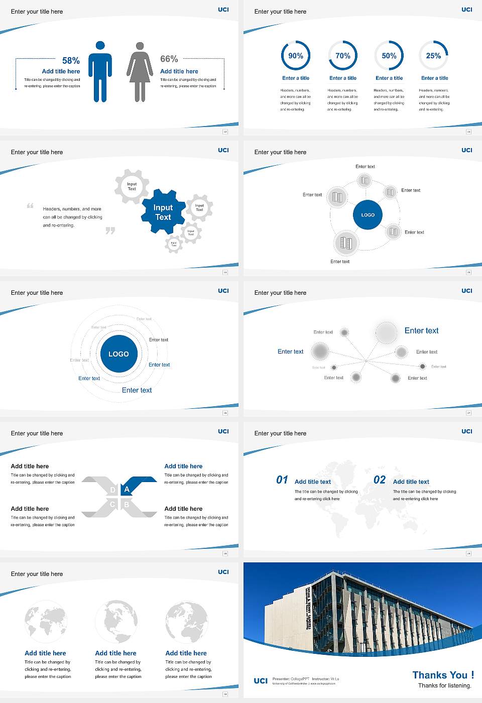 University of California-Irvine Course/Courseware Creation PPT Template16:9 ratio PPT effect preview image4