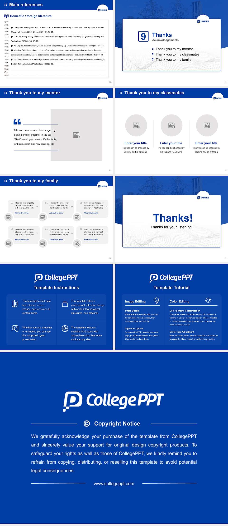 University of California-Riverside Graduation Thesis Defense PPT Template4:3 ratio PPT effect preview image7