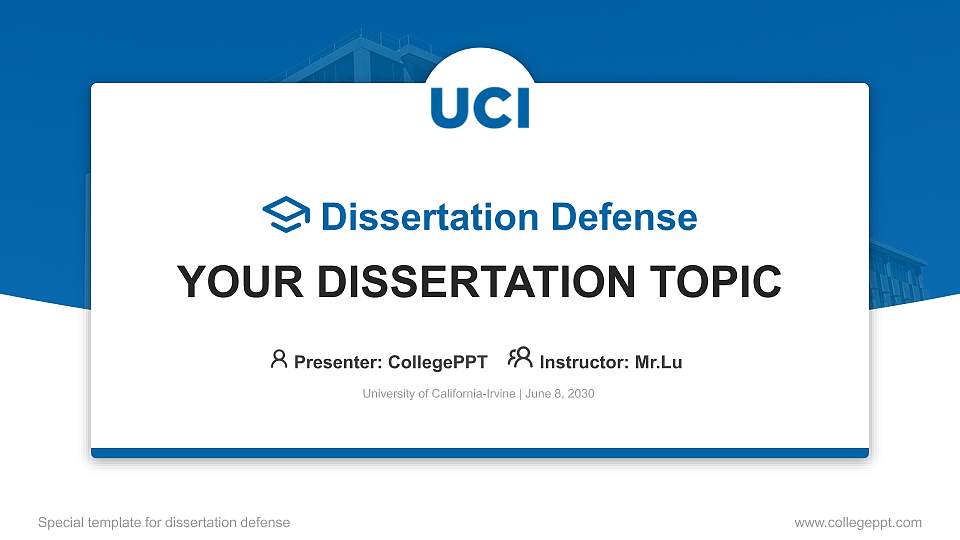 University of California-Irvine Graduation Thesis Defense PPT Template16:9 ratio PPT effect preview image