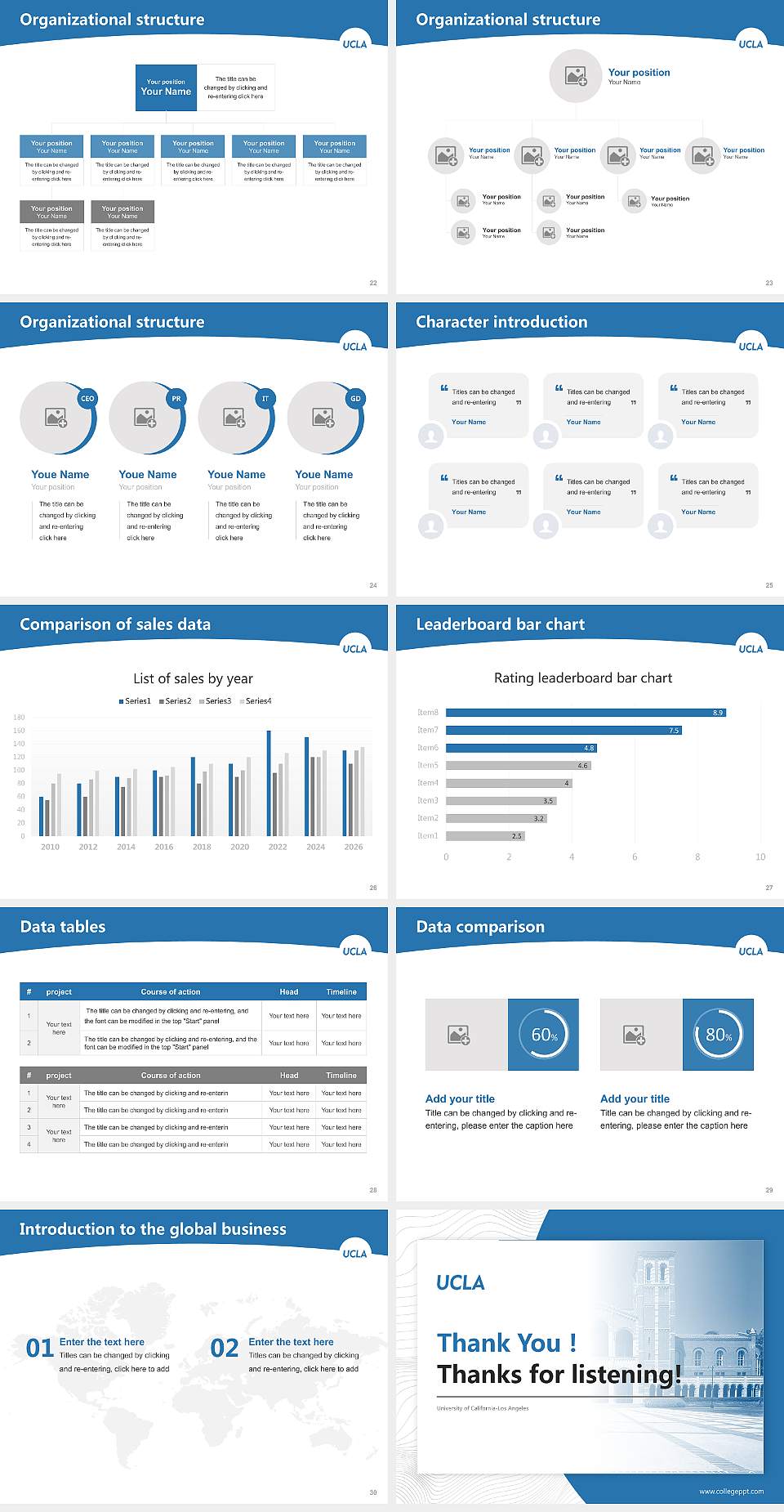 University of California-Los Angeles Academic Presentation/Research Findings Report PPT Template4:3 ratio PPT effect preview image4