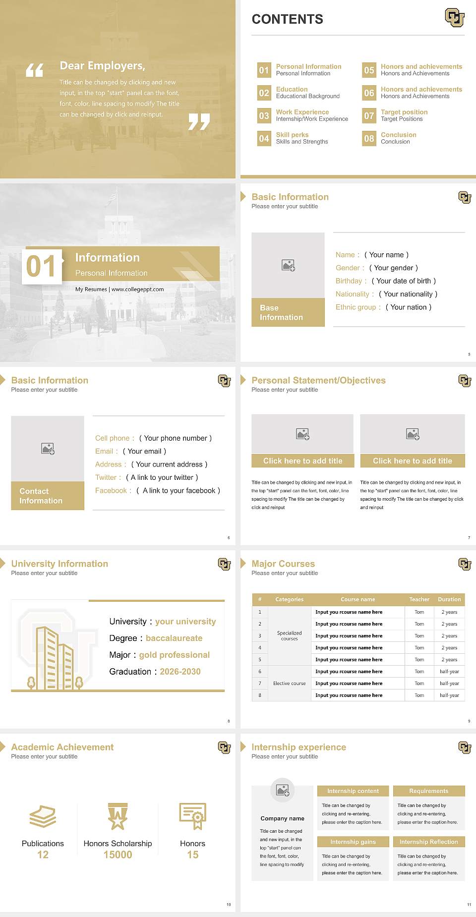 University of Colorado Anschutz Medical Campus Resume PPT Template4:3 ratio PPT effect preview image2