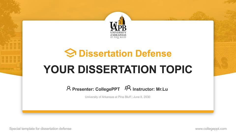 University of Arkansas at Pine Bluff Graduation Thesis Defense PPT Template16:9 ratio PPT effect preview image