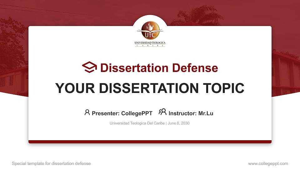 Universidad Teologica Del Caribe Graduation Thesis Defense PPT Template16:9 ratio PPT effect preview image