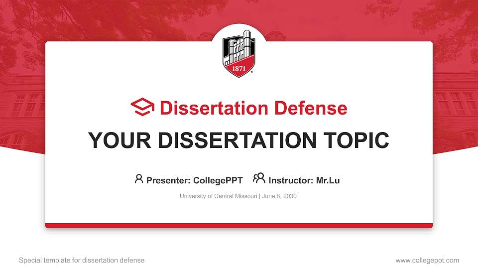 University of Central Missouri Graduation Thesis Defense PPT Template16:9 ratio PPT effect preview image