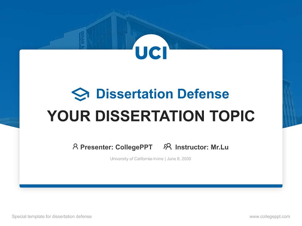 University of California-Irvine Graduation Thesis Defense PPT Template4:3 ratio PPT effect preview image7