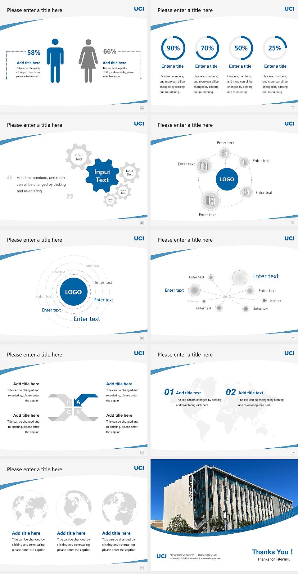 University of California-Irvine Course/Courseware Creation PPT Template4:3 ratio PPT effect preview image4