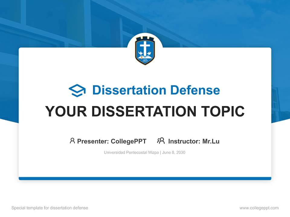 Universidad Pentecostal Mizpa Graduation Thesis Defense PPT Template4:3 ratio PPT effect preview image7