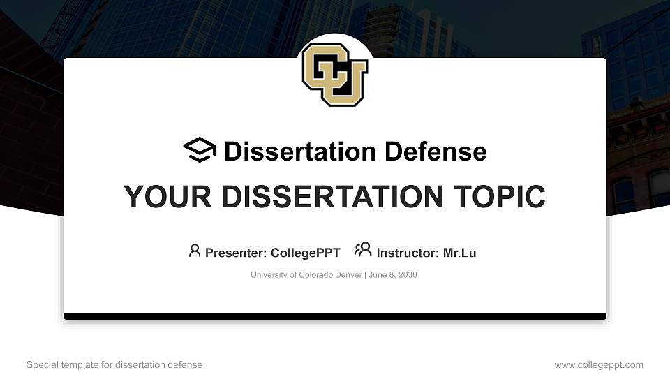 University of Colorado Denver Graduation Thesis Defense PPT Template16:9 ratio PPT effect preview image1