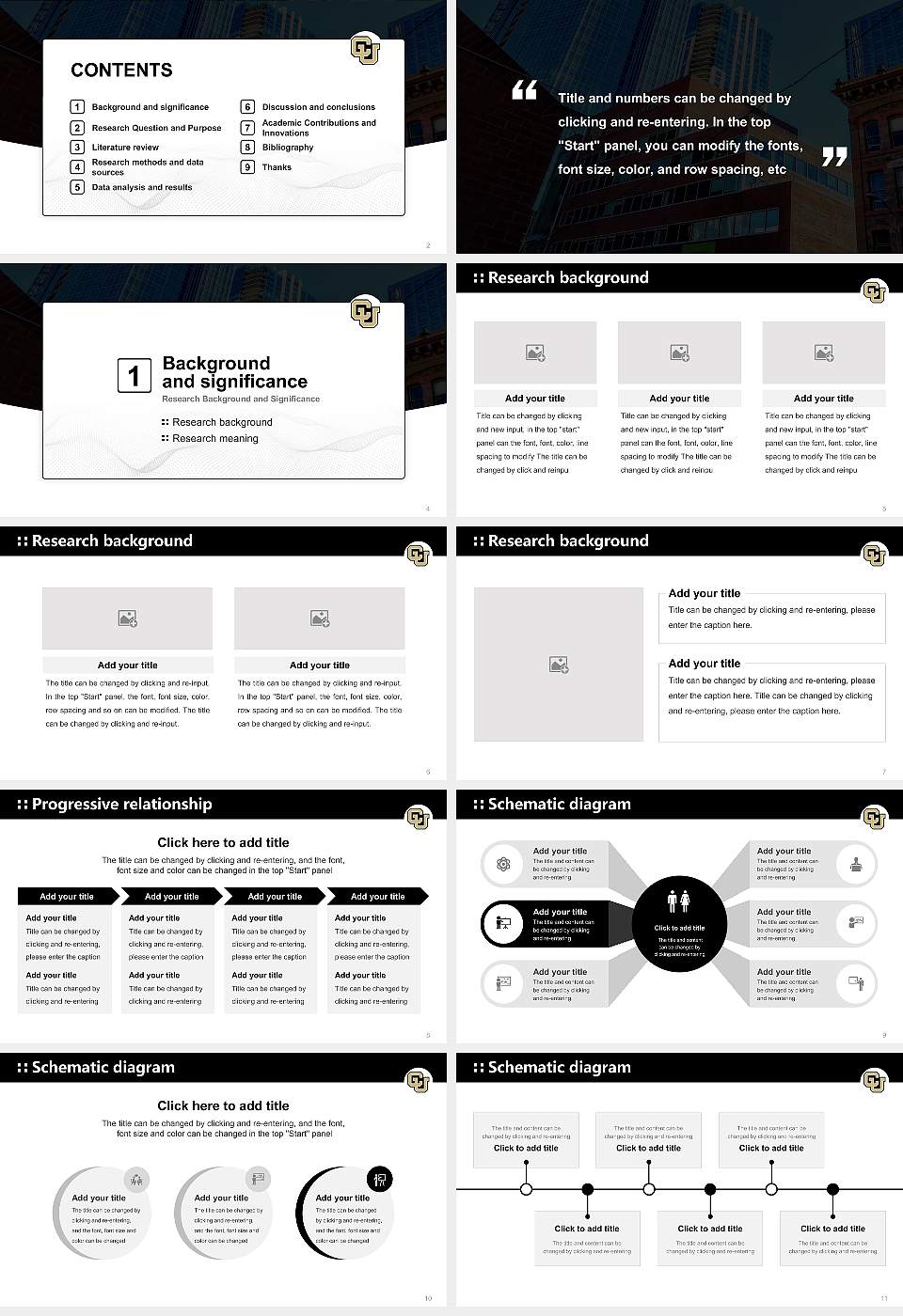 University of Colorado Denver Graduation Thesis Defense PPT Template16:9 ratio PPT effect preview image2