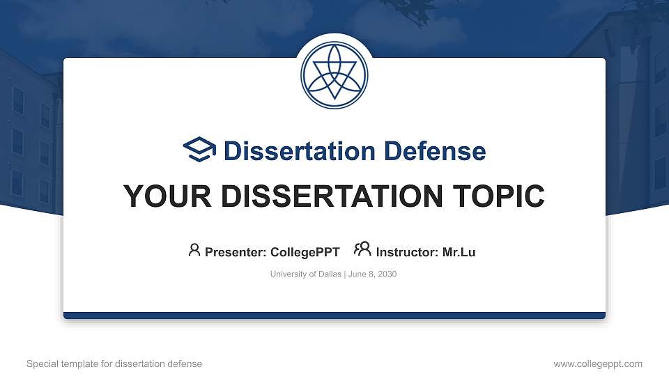 University of Dallas Graduation Thesis Defense PPT Template16:9 ratio PPT effect preview image