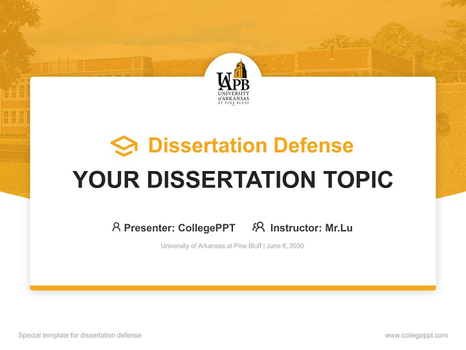 University of Arkansas at Pine Bluff Graduation Thesis Defense PPT Template4:3 ratio PPT effect preview image7