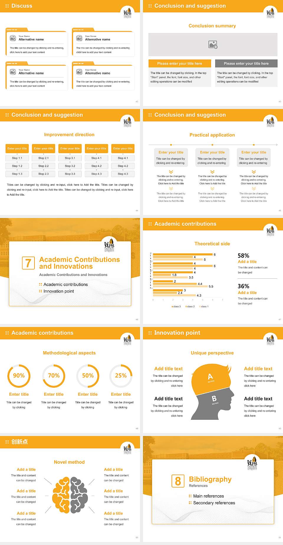 University of Arkansas at Pine Bluff Graduation Thesis Defense PPT Template4:3 ratio PPT effect preview image6