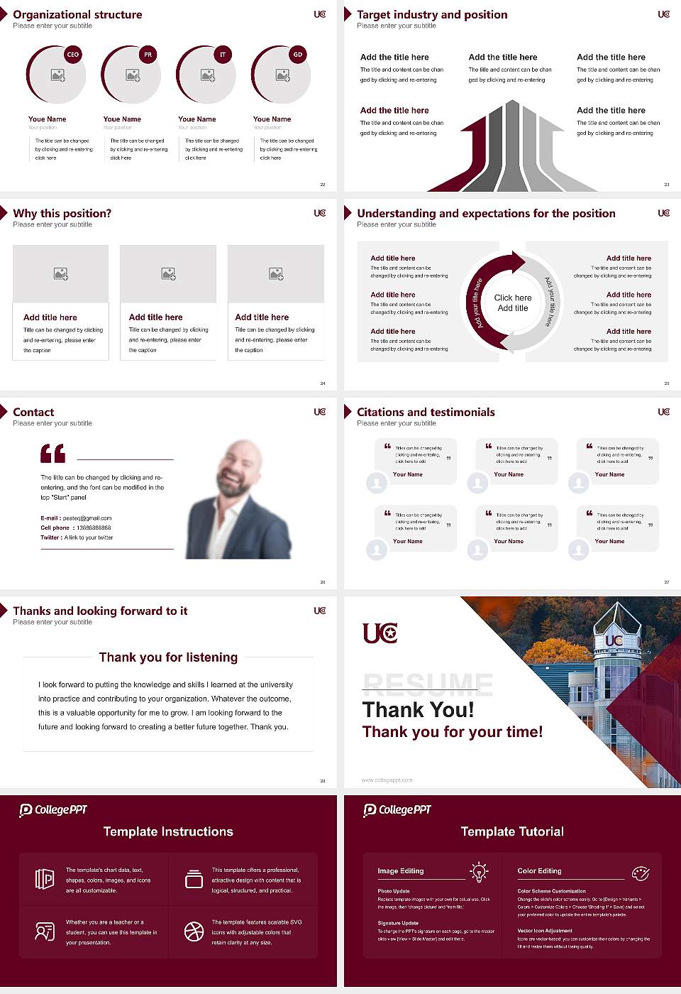 University of Charleston Resume PPT Template16:9 ratio PPT effect preview image4