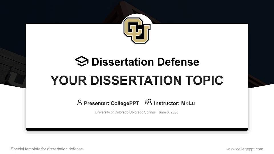 University of Colorado Colorado Springs Graduation Thesis Defense PPT Template16:9 ratio PPT effect preview image
