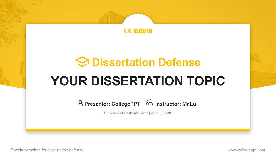 University of California-Davis Graduation Thesis Defense PPT Template16:9 ratio PPT effect preview image