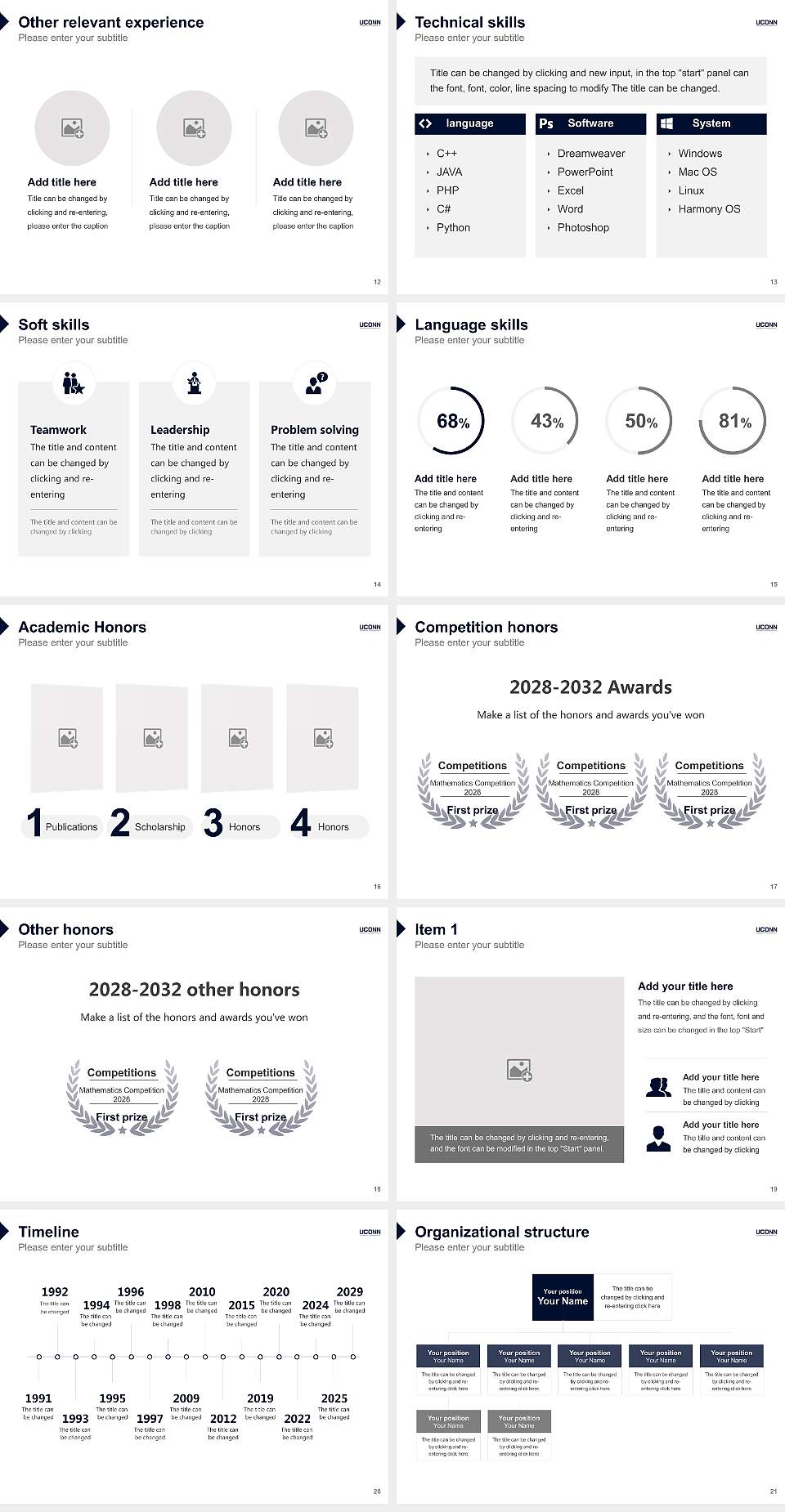 University of Connecticut-Hartford Campus Resume PPT Template4:3 ratio PPT effect preview image3