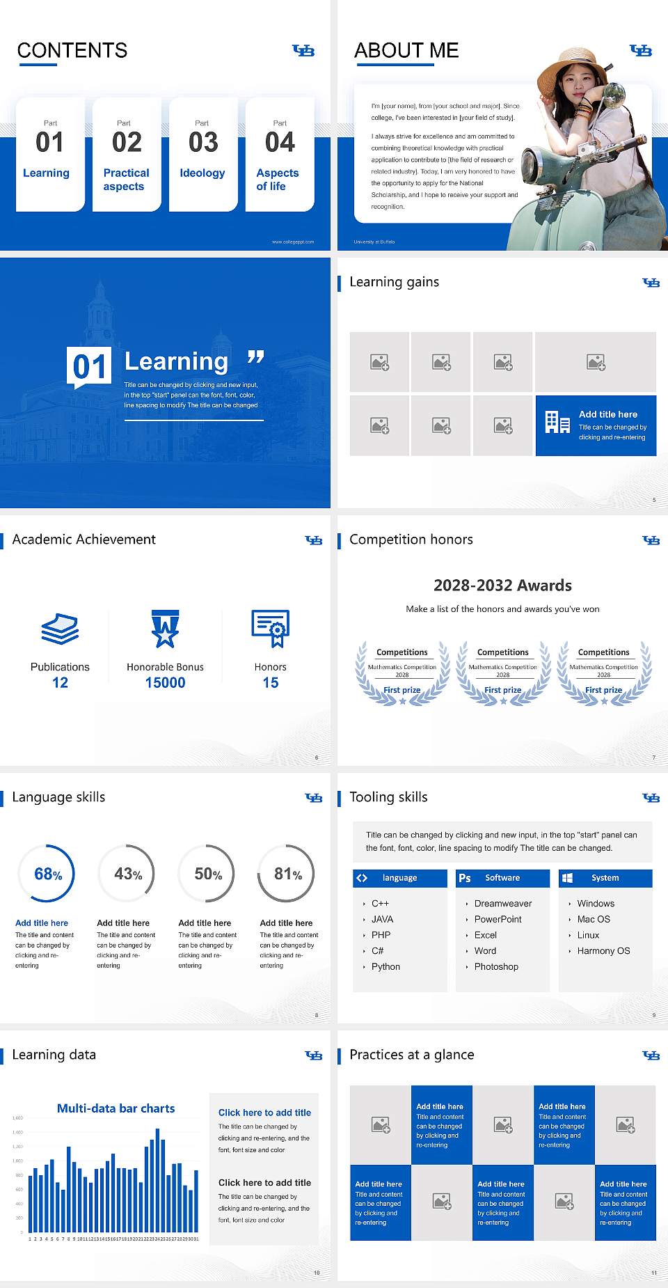 University at Buffalo National Scholarship Defense PPT Template4:3 ratio PPT effect preview image2