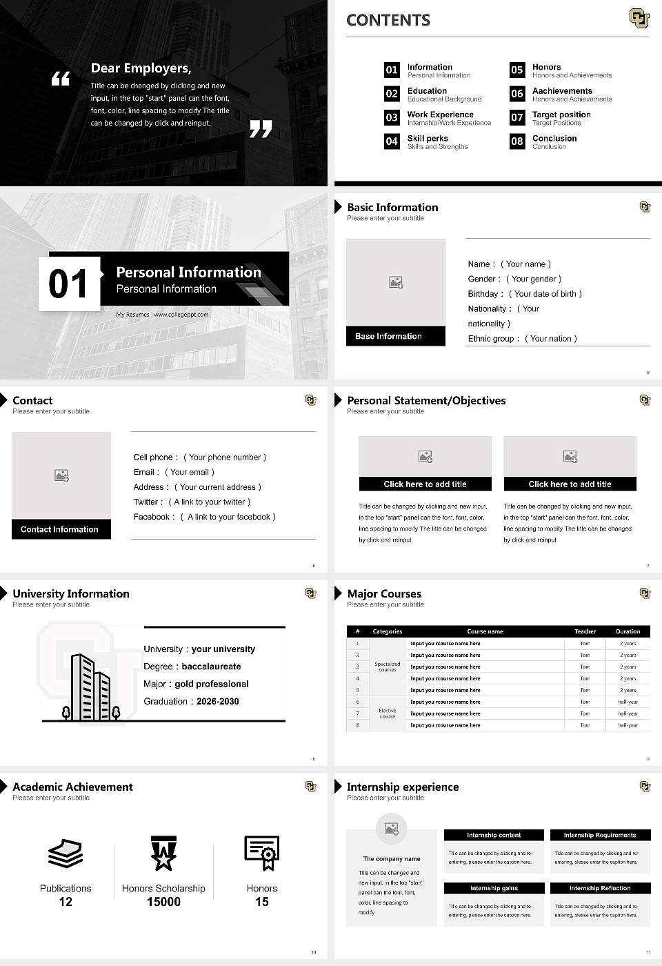 University of Colorado Denver Resume PPT Template16:9 ratio PPT effect preview image2