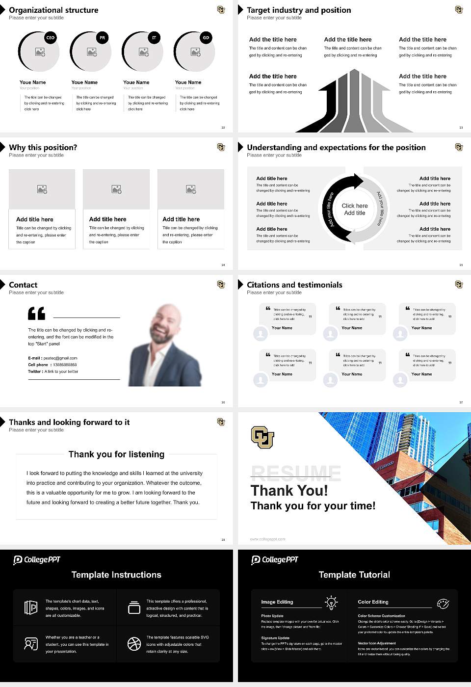University of Colorado Denver Resume PPT Template16:9 ratio PPT effect preview image4