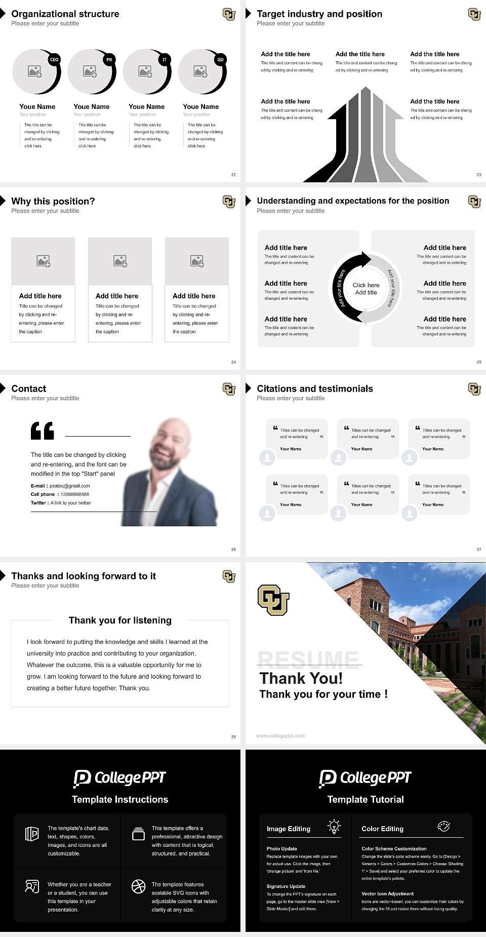 University of Colorado Boulder Resume PPT Template4:3 ratio PPT effect preview image4