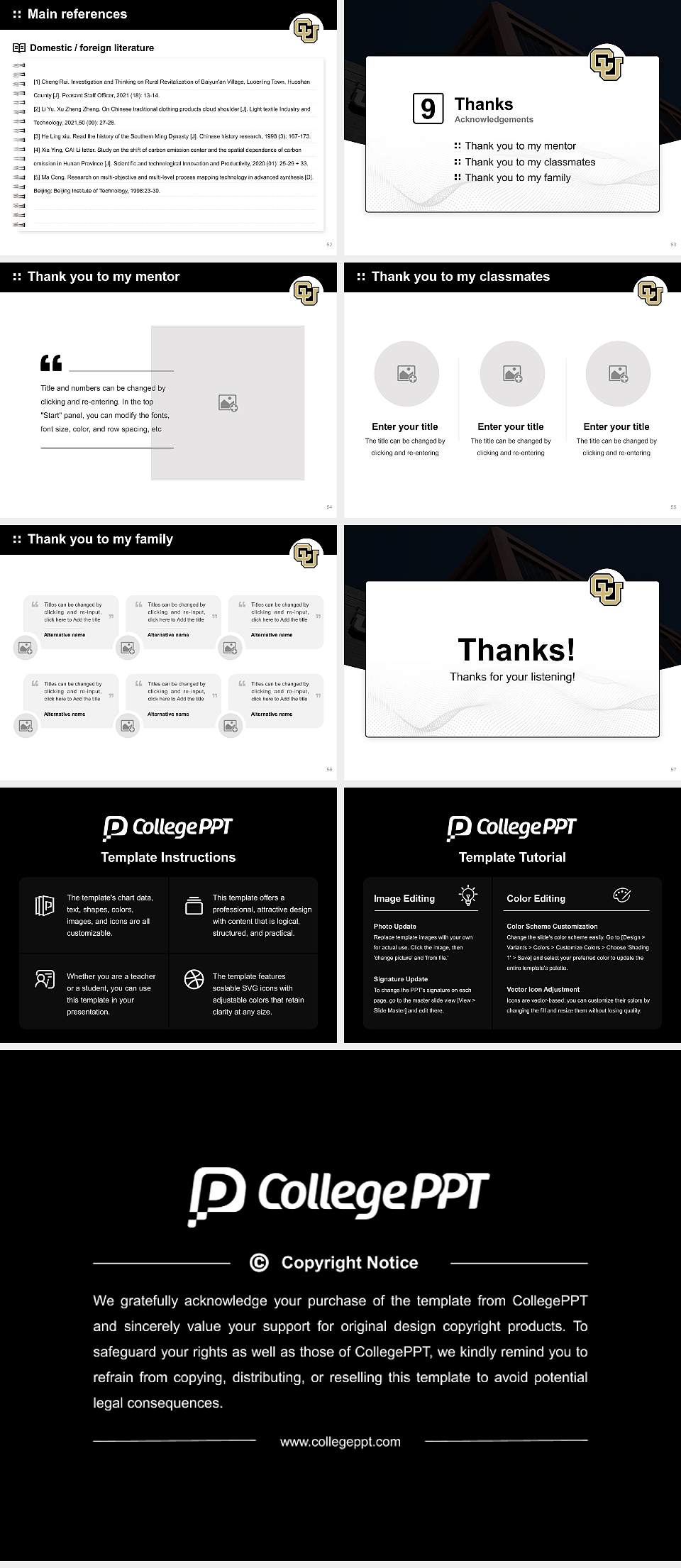 University of Colorado Colorado Springs Graduation Thesis Defense PPT Template4:3 ratio PPT effect preview image7