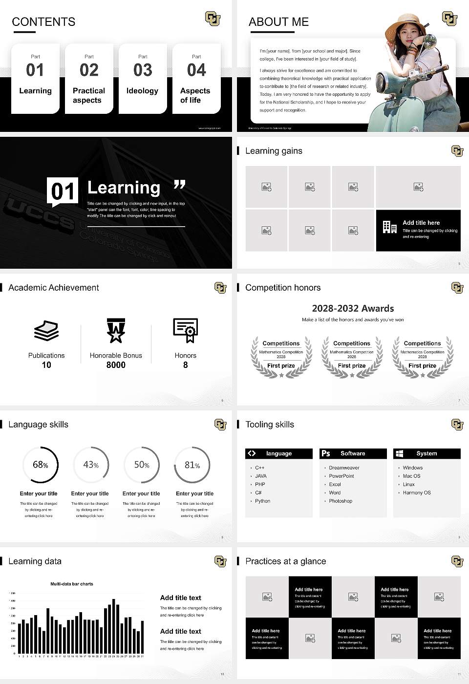 University of Colorado Colorado Springs National Scholarship Defense PPT Template16:9 ratio PPT effect preview image2