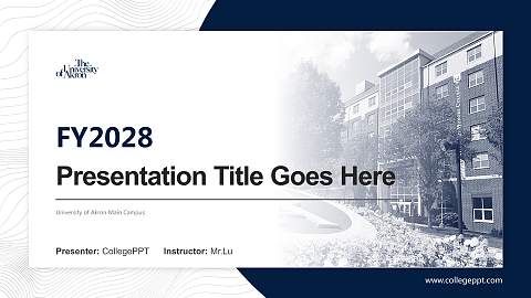 University of Akron Main Campus Academic Presentation/Research Findings Report PPT Template