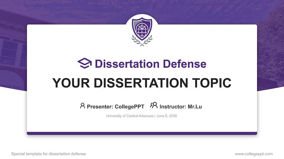 University of Central Arkansas Graduation Thesis Defense PPT Template16:9 ratio PPT effect preview image