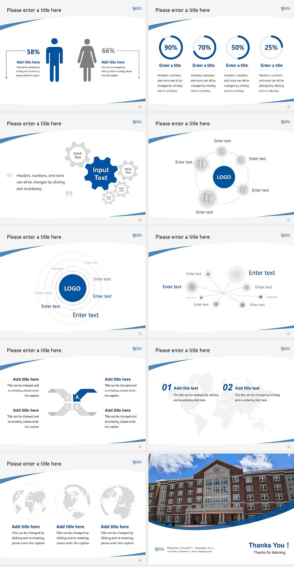 University of Delaware Course/Courseware Creation PPT Template4:3 ratio PPT effect preview image4