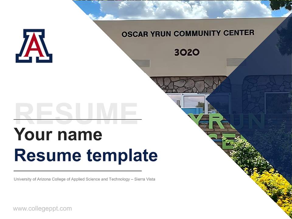University of Arizona College of Applied Science and Technology – Sierra Vista Resume PPT Template4:3 ratio PPT effect preview image5