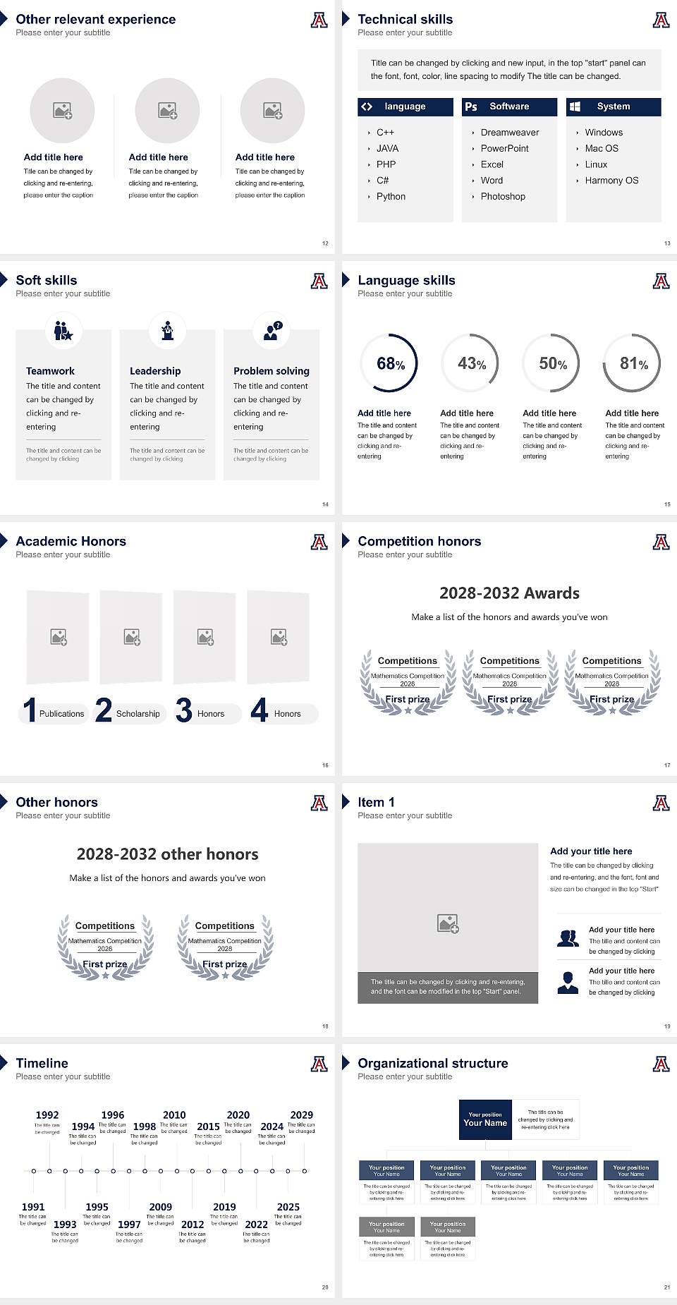 University of Arizona College of Applied Science and Technology – Sierra Vista Resume PPT Template4:3 ratio PPT effect preview image3