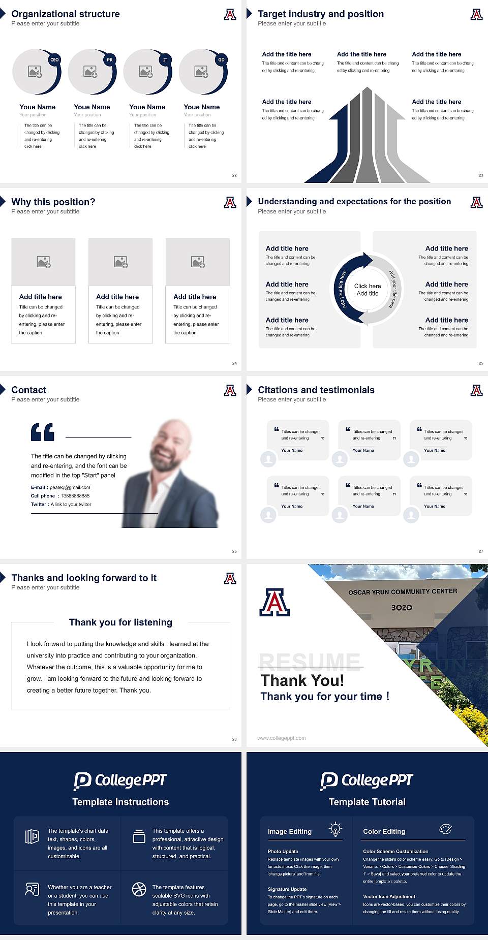 University of Arizona College of Applied Science and Technology – Sierra Vista Resume PPT Template4:3 ratio PPT effect preview image4