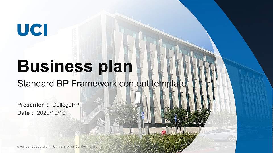 University of California-Irvine Competition/Entrepreneurship Contest PPT Template16:9 ratio PPT effect preview image